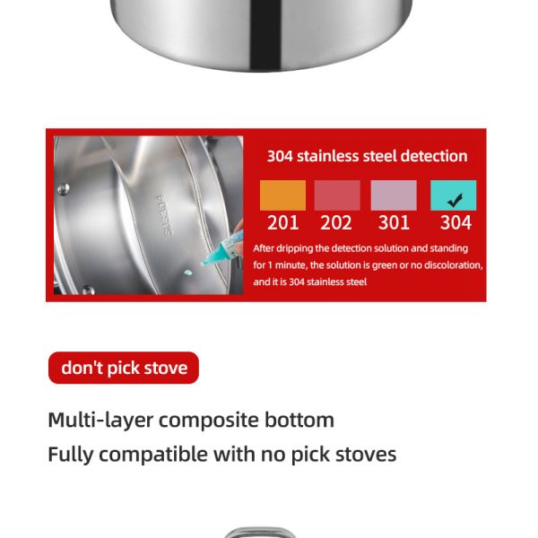High Quality 18/8 Stainless Steel Pot Weldless Hot Pot Two-flavor Soup Pot Induction Cookware With Glass Lid
