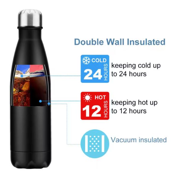 500ml 17oz insulated water bottles For Long Hours Insulation