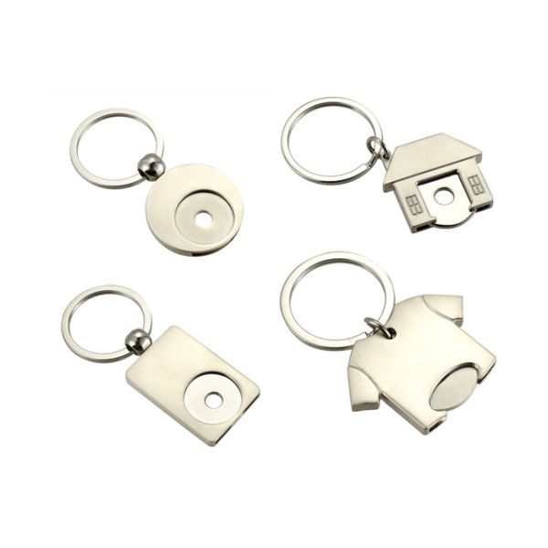 Iron UV Printing Metal Keychain Holder Rectangle Trolley Coin Keyring