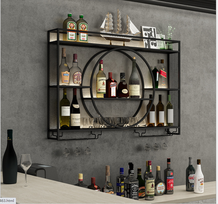 Rustproof Golden 140cm Length Metal Wine Rack Wall Mounting