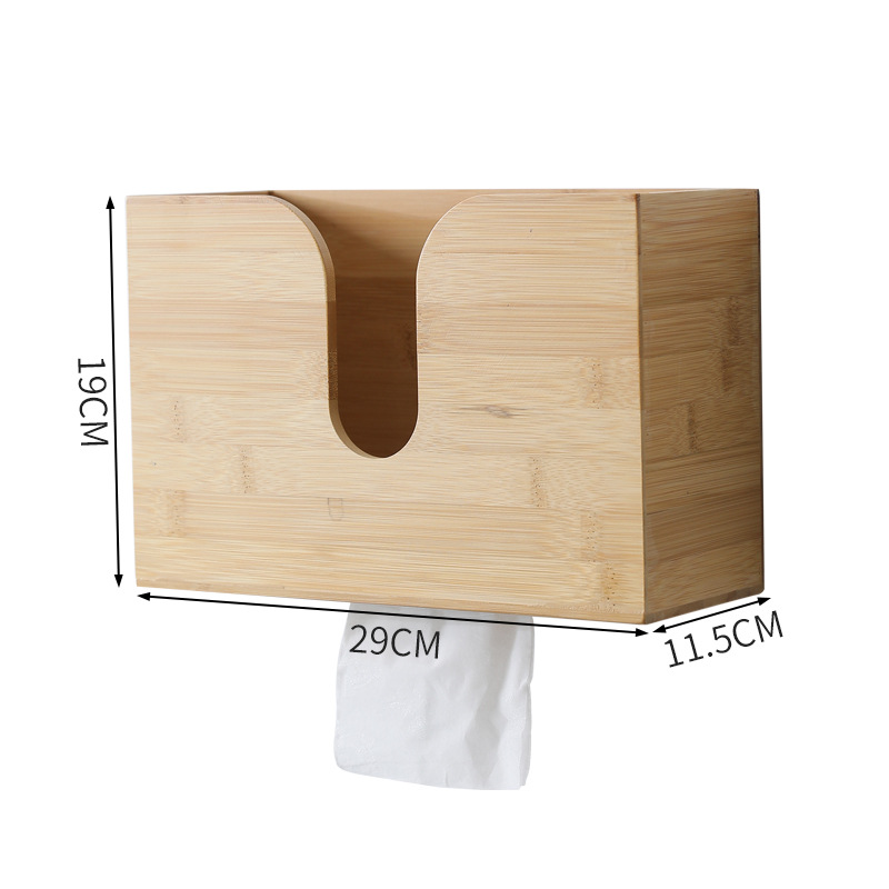 Kitchen Wall Mount Custom Clear Paper Towel Napkin Tissue Box in Natural Bamboo Color