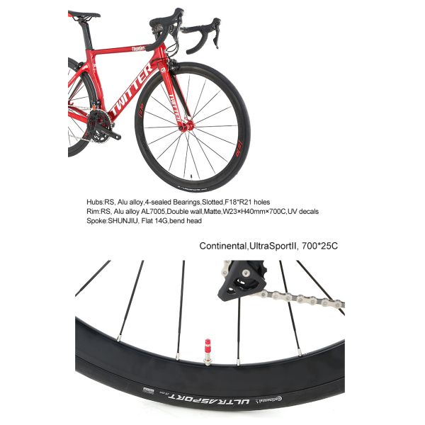 700c Carbon Fiber Frame Twitter Road Bike 22-Speed Racing Bicycle with CE Certification