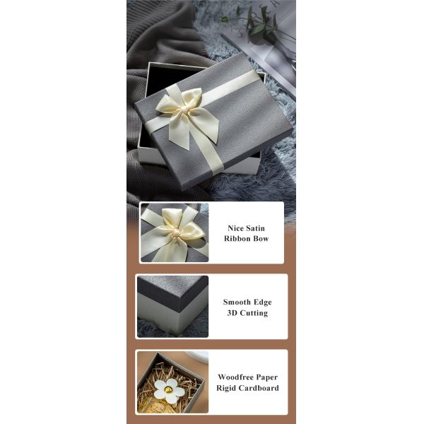 Customized Three Sizes Rigid Paper Gift Box With Bow For Spouse Friend Family