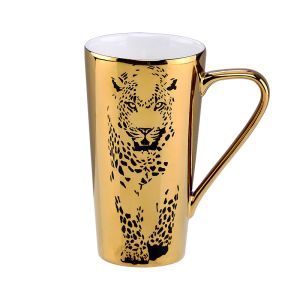 Quality 480CC Leopard Decal Gold Coffee Mug Electroplating for sale