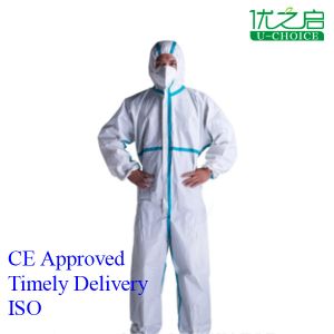 China Body Disposable Chemical Coveralls , Elasticated Cuff Disposable Protective Suit on sale