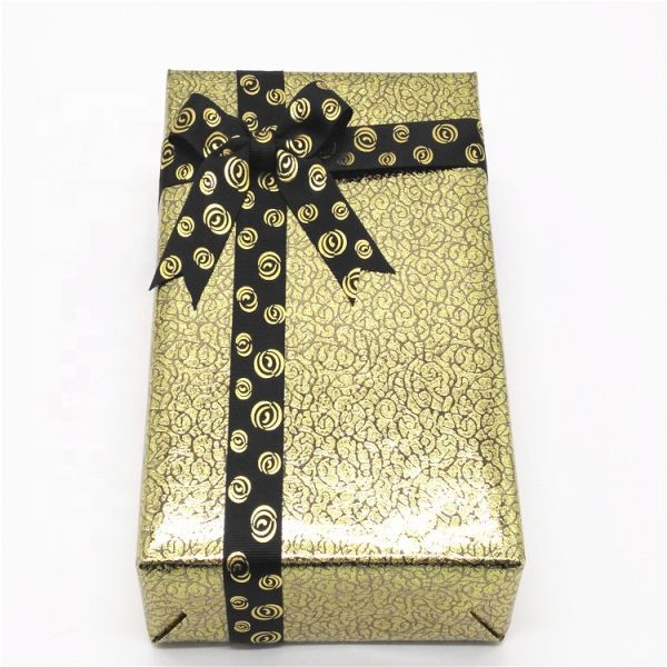 Golden Printing Decorative Ribbon Bow Black Color With Adhesive Tape