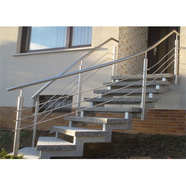Curved Rod Stainless Steel Railing , Top Mount Stainless Steel Stair Banisters