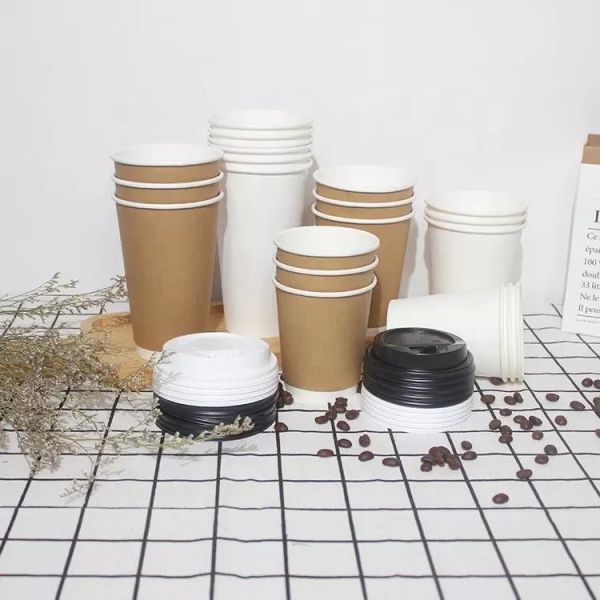 Eco Friendly Double PE Coating Kraft Disposable Paper Coffee Cups