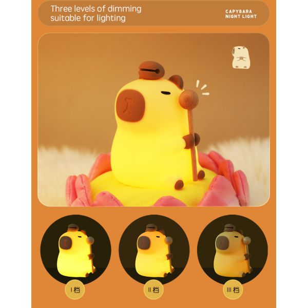 Cute Silicone Capybara Night Light Children's Nightlight Gift Usb Rechargeable Animal Silicone Night Lamp