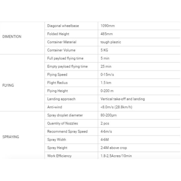 Remote Operating Radius 5kg 4 Axis Agras Drone Sprayer 5L Nozzle for Agriculture Purpose