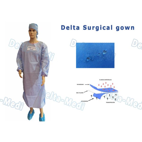 AAMI Level 4 Disposable Doctor Gowns , Disposable Theatre Gowns With 4 Waist Belts