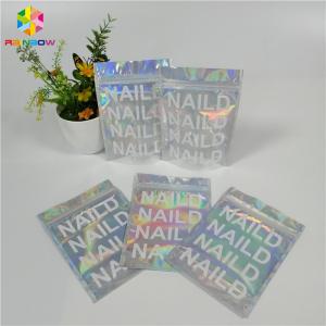 China Holographic Foil Zipper Stand Up Pouch Mylar Bag Custom Print k Smell Proof on sale