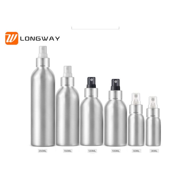 Matte Silver Aluminum Empty Fine Mist Spray Bottles Refillable Anti Fall 30ml - 250ml