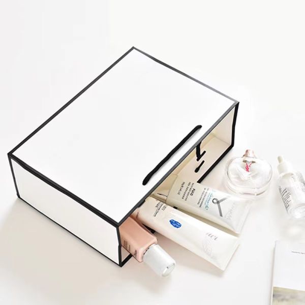 Cosmetics Three Sections Rope Apparel Paper Bag Ivory Board Boutique Packaging Bags