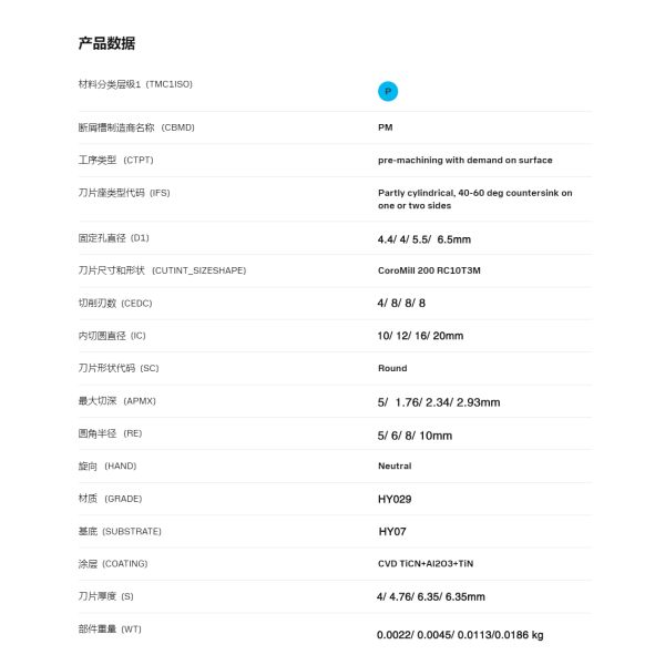 CNC Turning Inserts Wc-Co CVD Coating RCKT1204M0-SL HY029 Steels