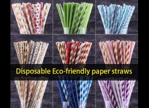 China 6X197mm Striped Paper Straws , Earth Friendly Paper Straws Food Grade on sale
