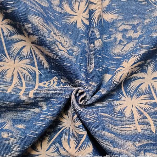 Beach Pants Liberty Print Fabric 160gsm Washable Hawaiian Style Coconut Palm Pattern