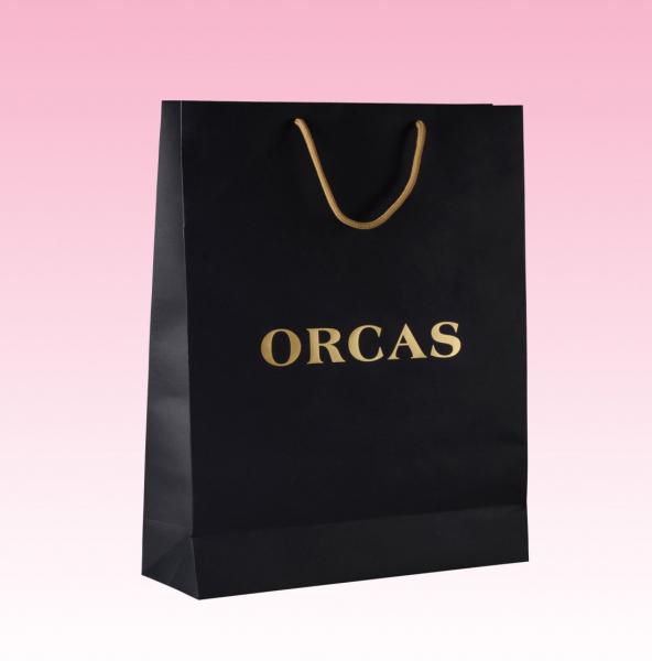 Buy custom black paper merchandise bags printing wholesale manufacturer at wholesale prices
