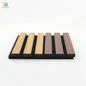 1220x2440mm Acoustic Wood Slat Wall Panel Black MDF Polyester Fiber