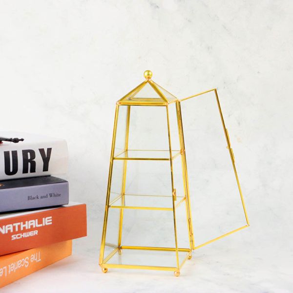 Vintage glass jewelry box storage pagoda rack Princess storage box window display box greenhouse cover