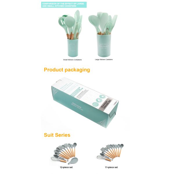 Hygiene Colorful 8 Piece Silicone Stainless Steel Kitchen Utensils For Cooking