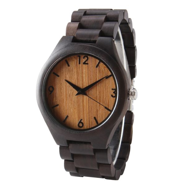 Men Wooden Wrist Watch Dial 3 Atm Water Resistant Bamboo Quartz Watch