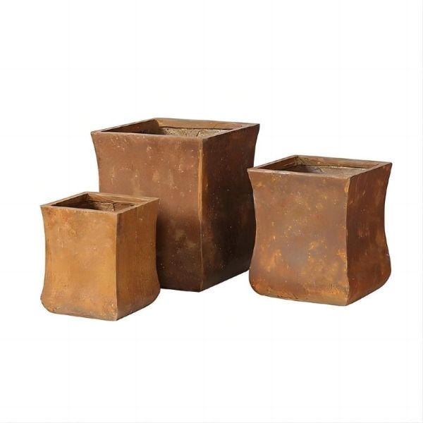 Round Hand Carved GRC Planter Pots For Indoor And Outdoor Decor
