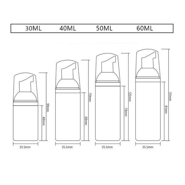Customized Plastic Foam Pump Bottle 30ml 50ml 60ml 100ml 150ml 200ml White PET Facial Cleanser Mousse Foam Pump Bo