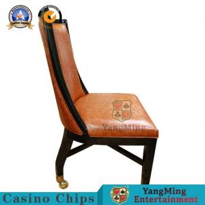 China Retro European Solid Wood Casino Poker Chairs With Soft Orange Leather Surface on sale