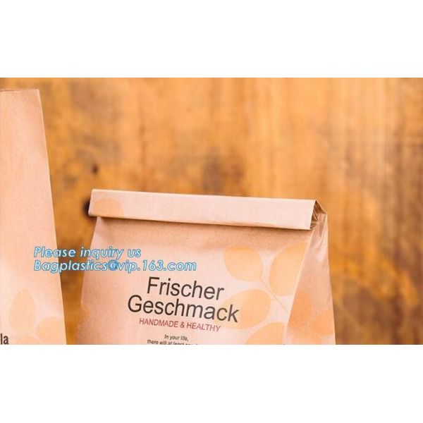 Food Grade Packaging Biodegradable Kraft Paper Rice Paper Bag,1kg 5kg food grade Rice package brown kraft paper packagin