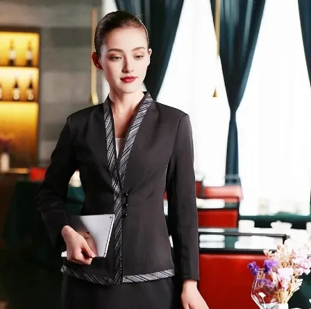 Custom Design Long Sleeve Manager Hotel Uniform for Waiter Waitress