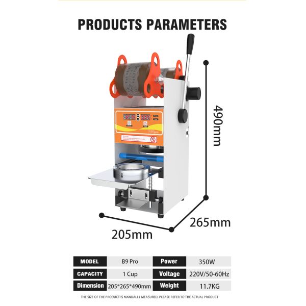 Bubble Tea Cup Sealer Packing Machine 205*265*490mm Cup Sealing Machine Capacity 1 Cup