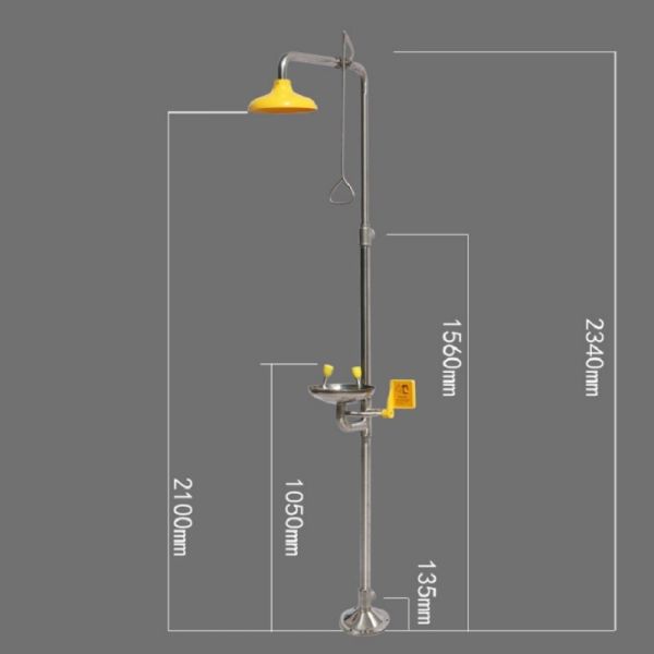 Customize SS304 emergency shower and eyewash station factory chemical place safety protection