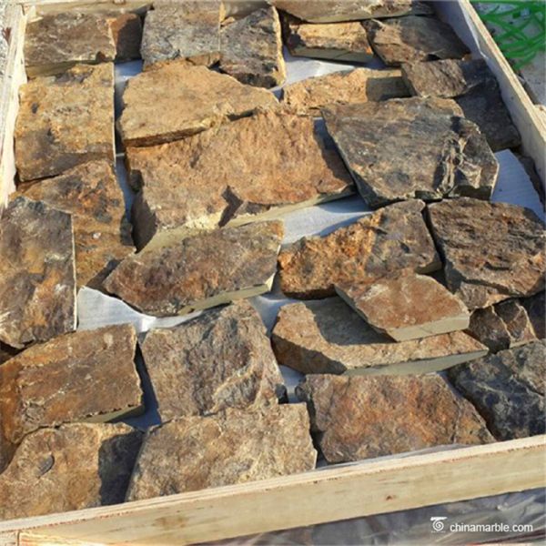 Brown / Rust Color Random Slate Stacked Stone High Temperature Resistance