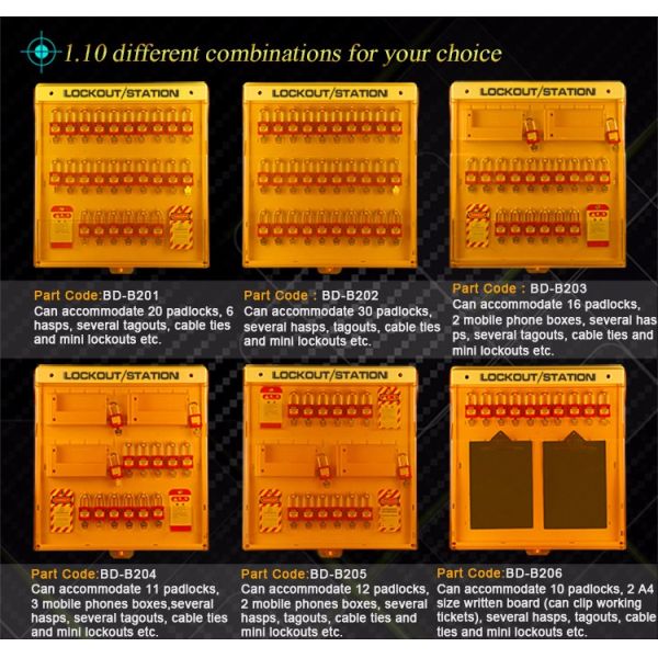 Yellow Color Lock Out Tag Out Station Strong And Durable With Reinforced Ribs