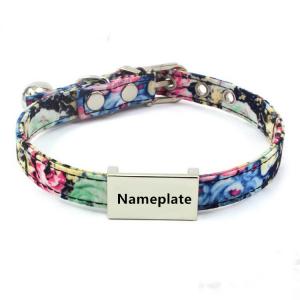 China Laser ID Tag Pet Collar Anti Loss Bell Neck Rope Lettering Wind Cloth Art Belt on sale