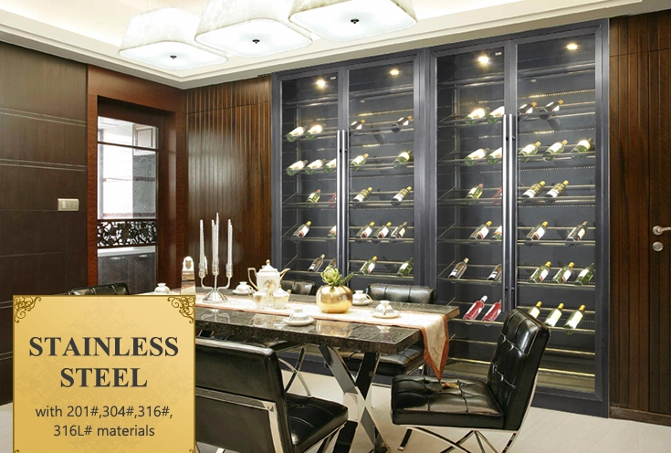 201 304 316 316L Stainless Steel Wine Cabinet Black Home Glass Cabinet Customized