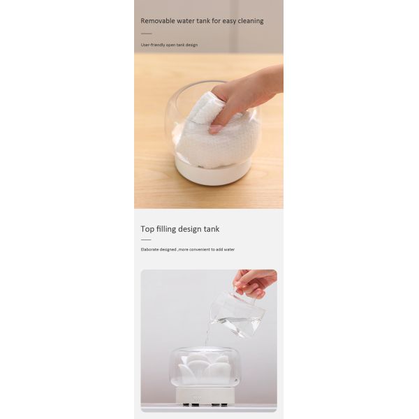 ED Night Light Aroma Oil Diffuser 400ml Humidifier Flower Shape White