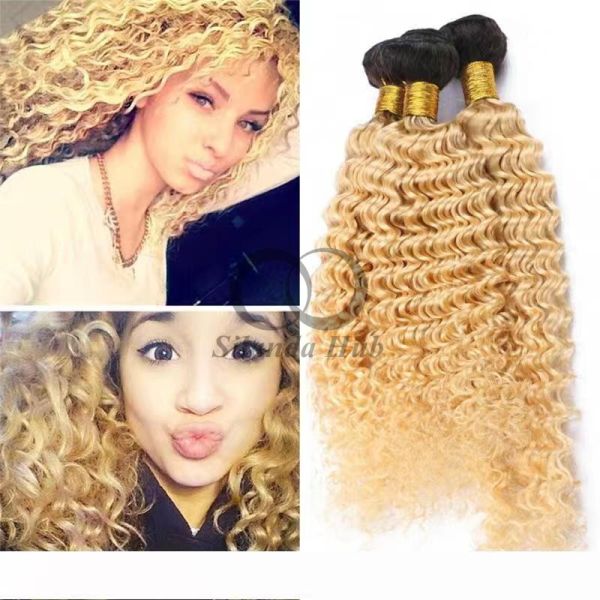 #T1B/613 Bleached Blonde Deep Wave Remy Human Hair Bundles Sew In Weave Bundles Brazilian Bundle Deals