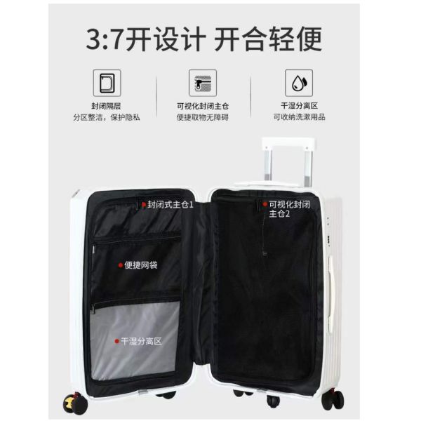 Wholesale New Design Front Opening Luggage With Cup Holder USB Charging Use For Travel Spin Wheels Suitcase