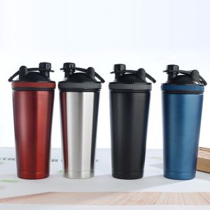 750ml Double Wall SS Insulation Protein Shaker Bottles Mixer