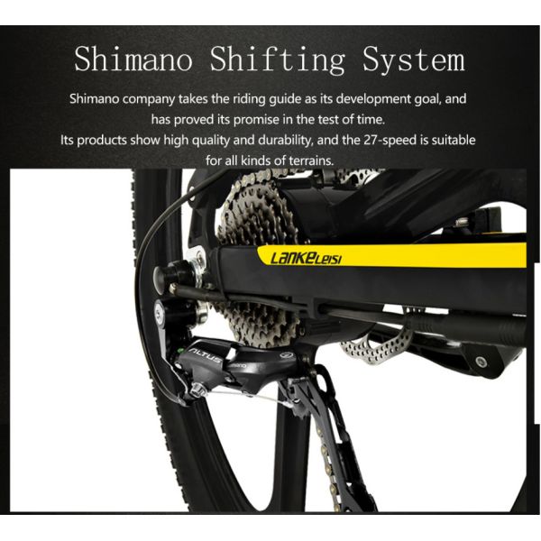 27 Speed 1000W Electric Mountain Bike Multi Functional 26 Inch Full Suspension