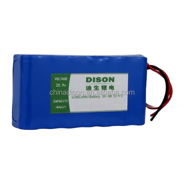 Li NiCoMn 25.9v 5Ah NMC Lithium Ion battery pack with self-protection PTC, CID