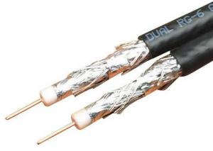 China Dual RG6 Quad Shield Coax Cable , Siamese Coaxial Cable18 AWG CCS Conductor on sale