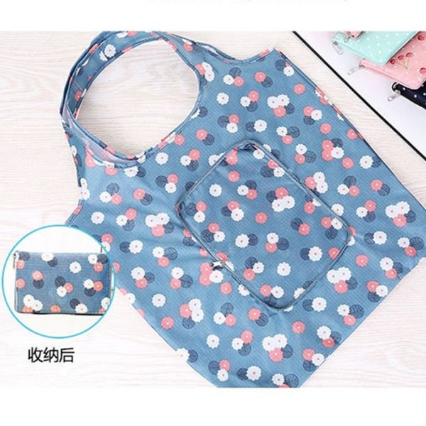 Printed Foldable Waterproof Reusable Grocery Tote Bags With Oxford Cloth