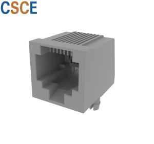 Quality Flat Pin RJ45 Single Port PBT Housing Insert Material UL94V-0 With Post Ethernet Connector for sale