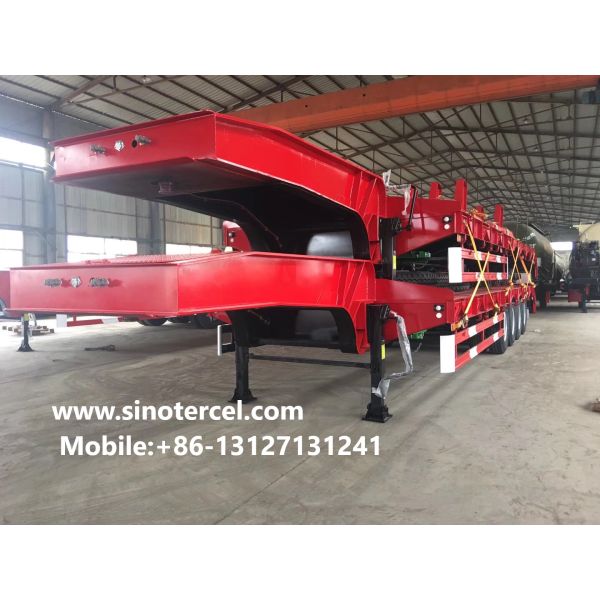 4 Axles Flat Bed Semi Trailer Strong Bearing Stable Single Axle 40 ft container