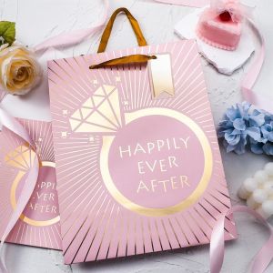 Custom Color Accepted Ivory Board Wedding Gift Paper Bags for Special Occasion