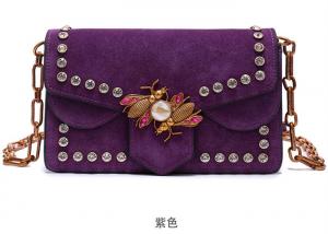 Quality Polished Leather Single Womens Shoulder Handbags , Honeybee Fashion Rivets Handbag for sale