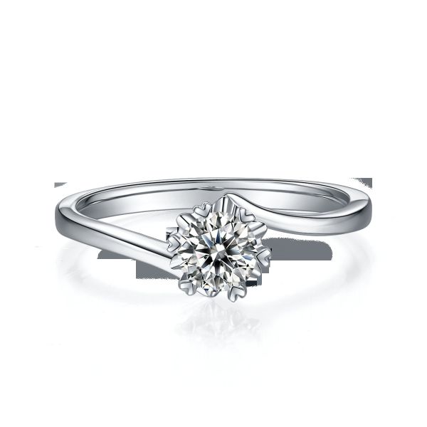 Lady 9k Round 7.5mm Moissanite Silver Ring Open Fashion Grandeur Jewelry